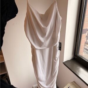 Express White Draped Midi Dress